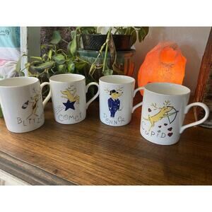 EUC Pottery Barn Reindeer mugs Set of 4 Cupid, Comet, Donner and Blitzen